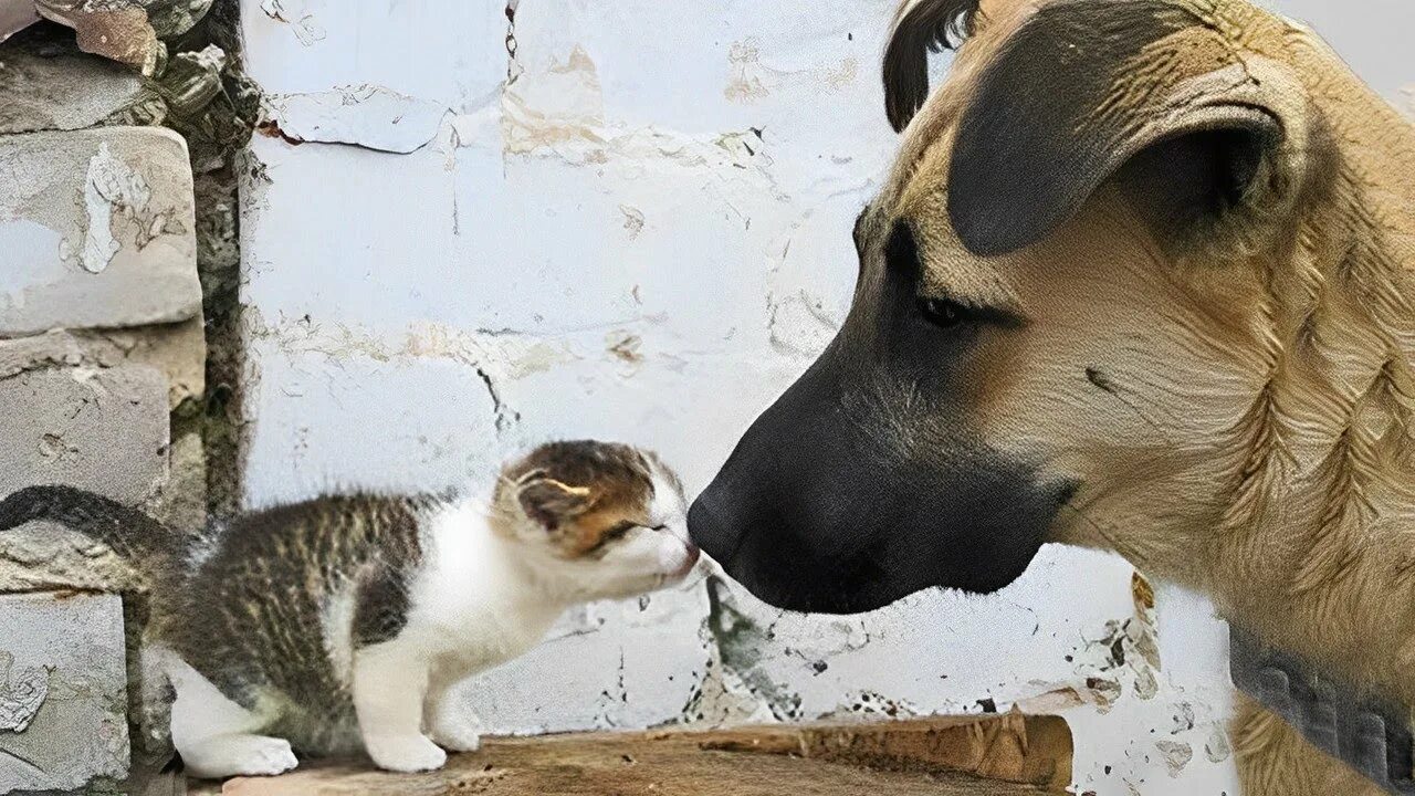 The dog and the kitten