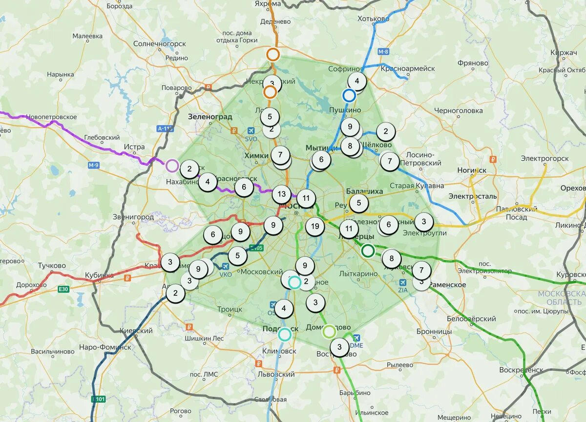 Зоны московской железной дороги