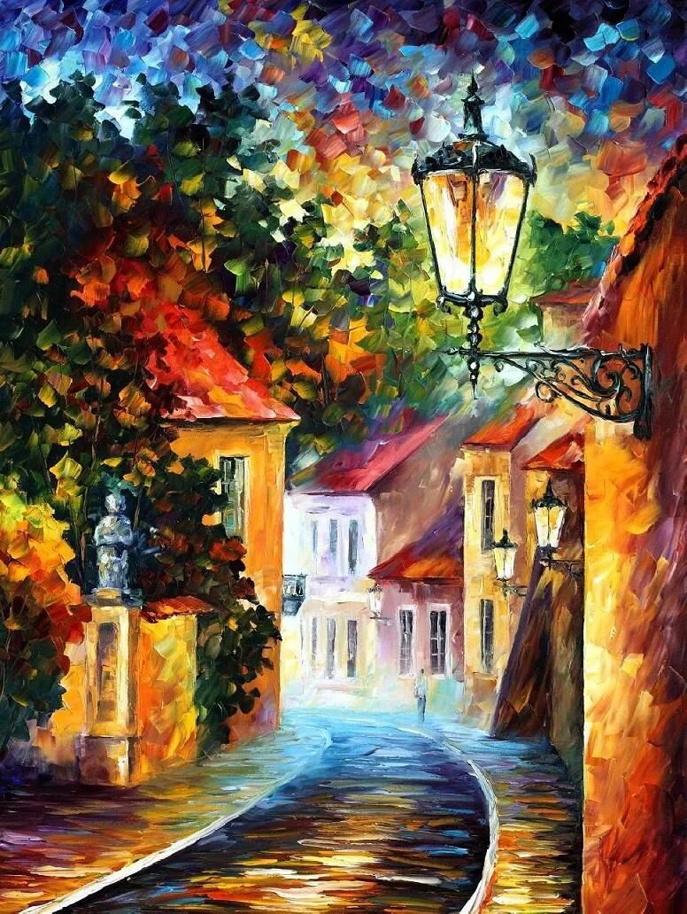 Красивые картины. Леонид Афремов (Leonid Afremov). Леонид Афремов осенняя улица. Афремов Леонид картины городской пейзаж. Леонид Афремов Прага.