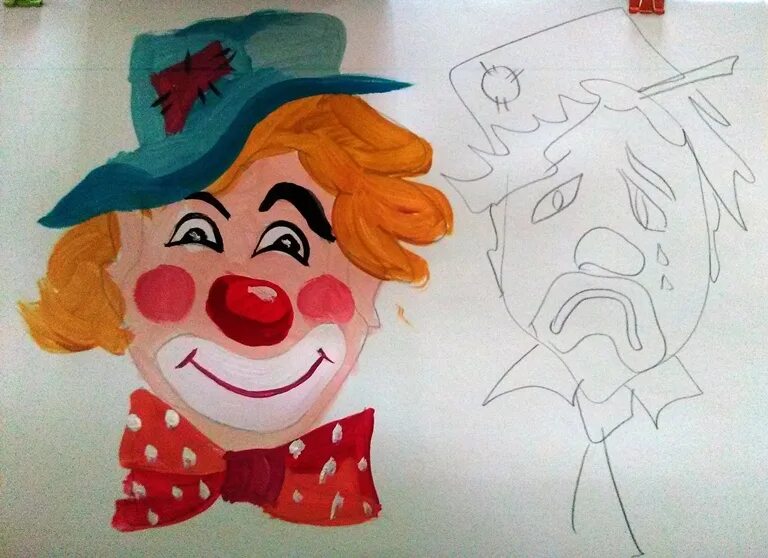 клоун красками. весёлые клоуны. рисование клоуна. рисунок клоуна поэтапно. клоун для дошкольников.