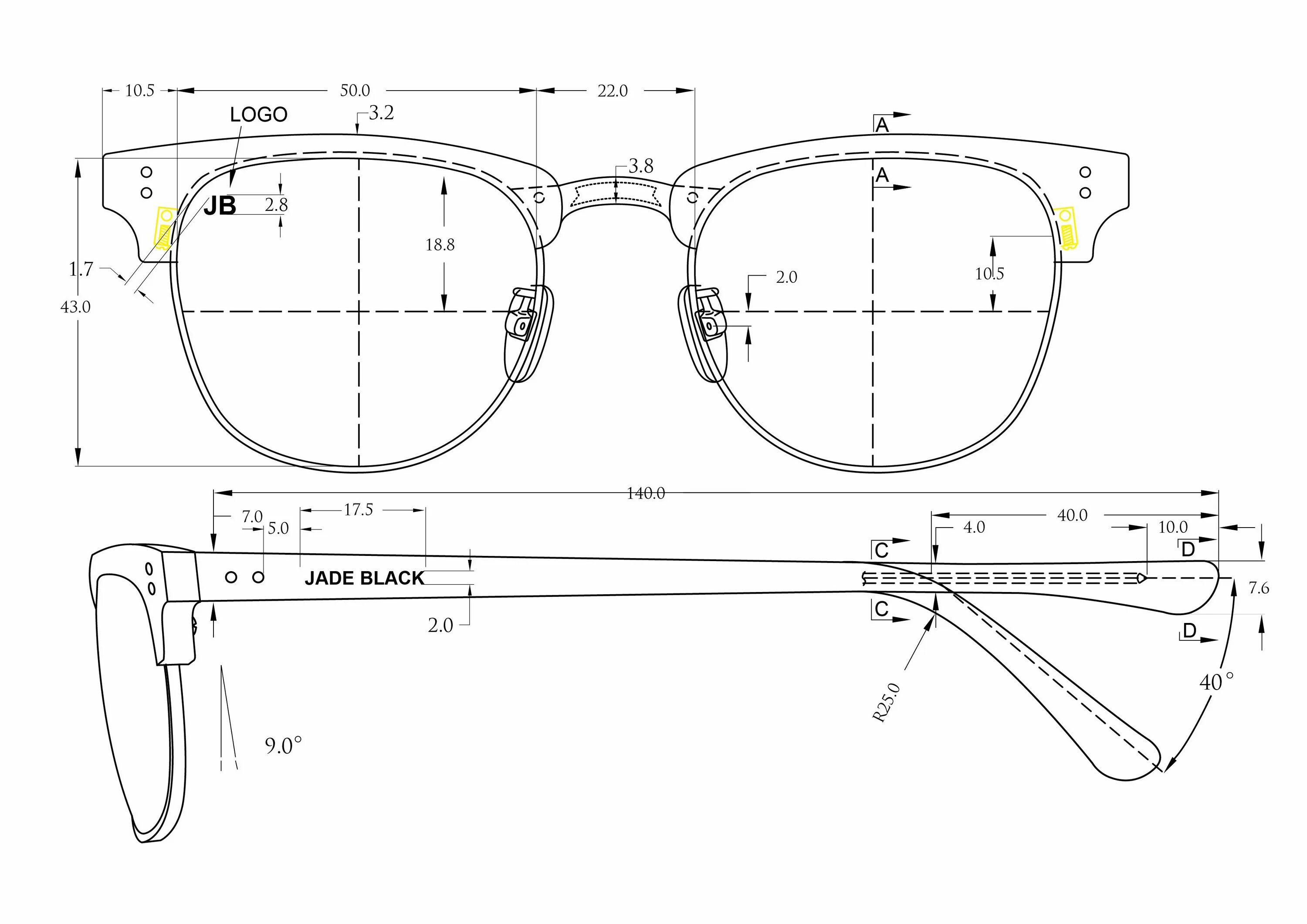 Бл-2-1 очки чертеж. Ray ban оправа чертёж. Чертеж очковой оправы. Полуободковая оправа чертеж.