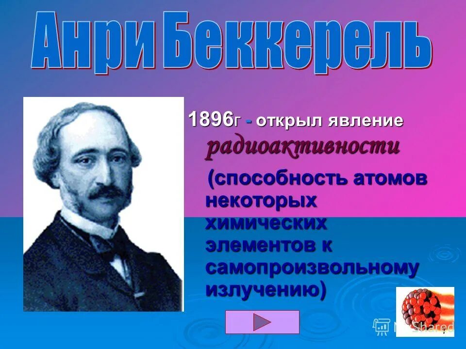 Радиоактивностью называют способность атомов некоторых химических элементов