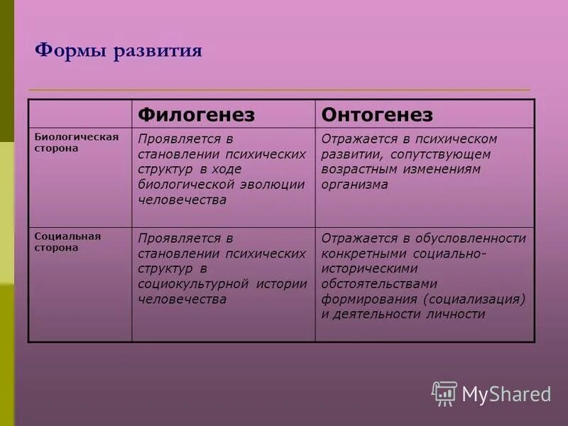 Речевой онтогенез этапы. Формы развития. Филогенетическое и онтогенетическое развитие психики. Сходства и различия онтогенеза и филогенеза. Формы развития в психологии.