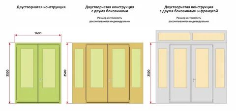 Размер 2 распашных дверей
