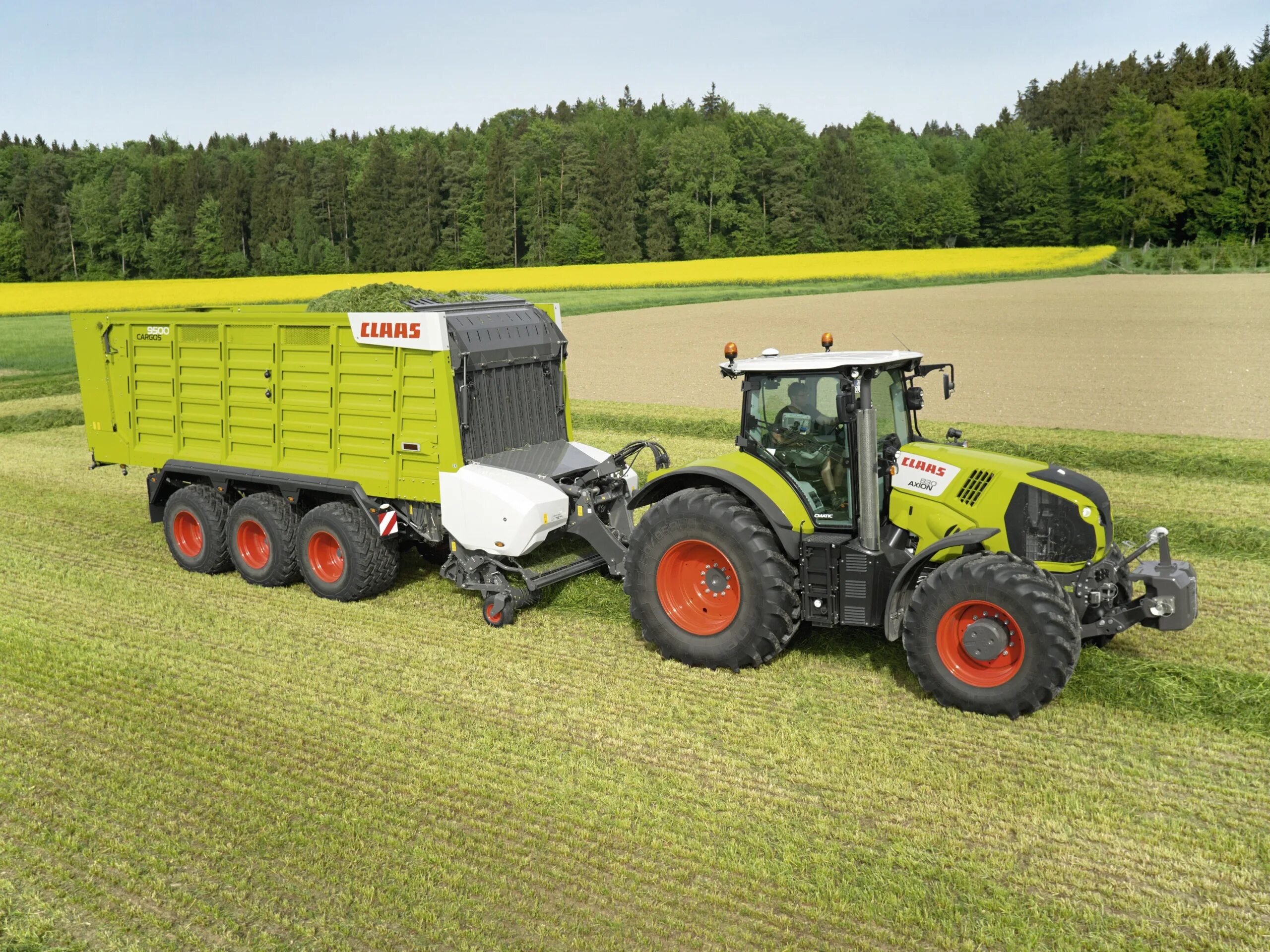 Сельскохозяйственная техника CLAAS. Техника CLAAS Axion. Axion 830. CLAAS Axion 850 с прицепом. Тракторные оборудование