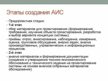 Этапы создания ис