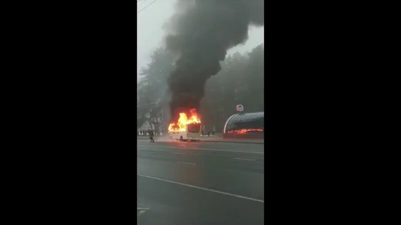 Автобус в Минске сгорел.