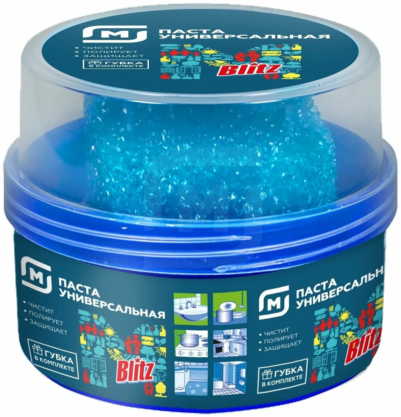 паста мистик. чудо-паста blitz 400 г с губкой, 3 в 1. Blitz чудо-паста 400 г (с губкой)/8/. чистящая паста. магнит паста для чистки.