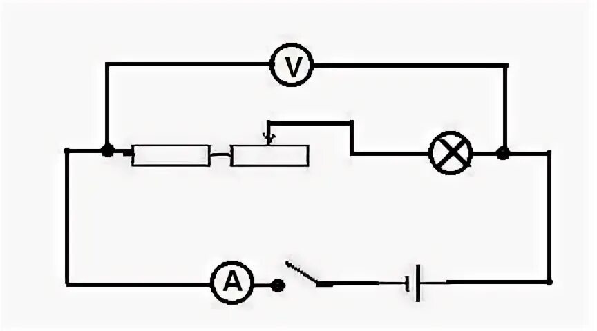 Реостат в электрической цепи. Параллельная схема реостата. Схема электрической цепи лампочка реостат. Цепь состоящая из лампочки ключа и батарейки.