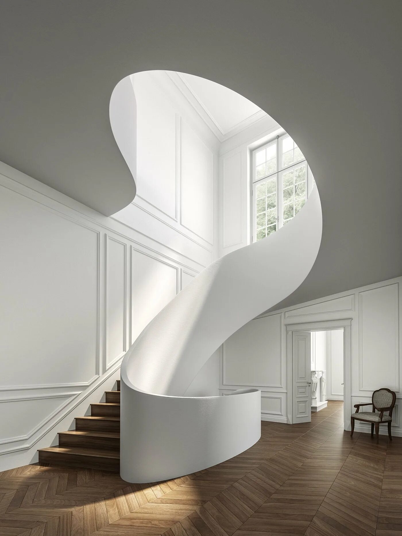 Дом эллипс в португалии. Интерьер в архитектуре. Архитектурная студия. Лестница в интерьере. Современный общественный интерьер.