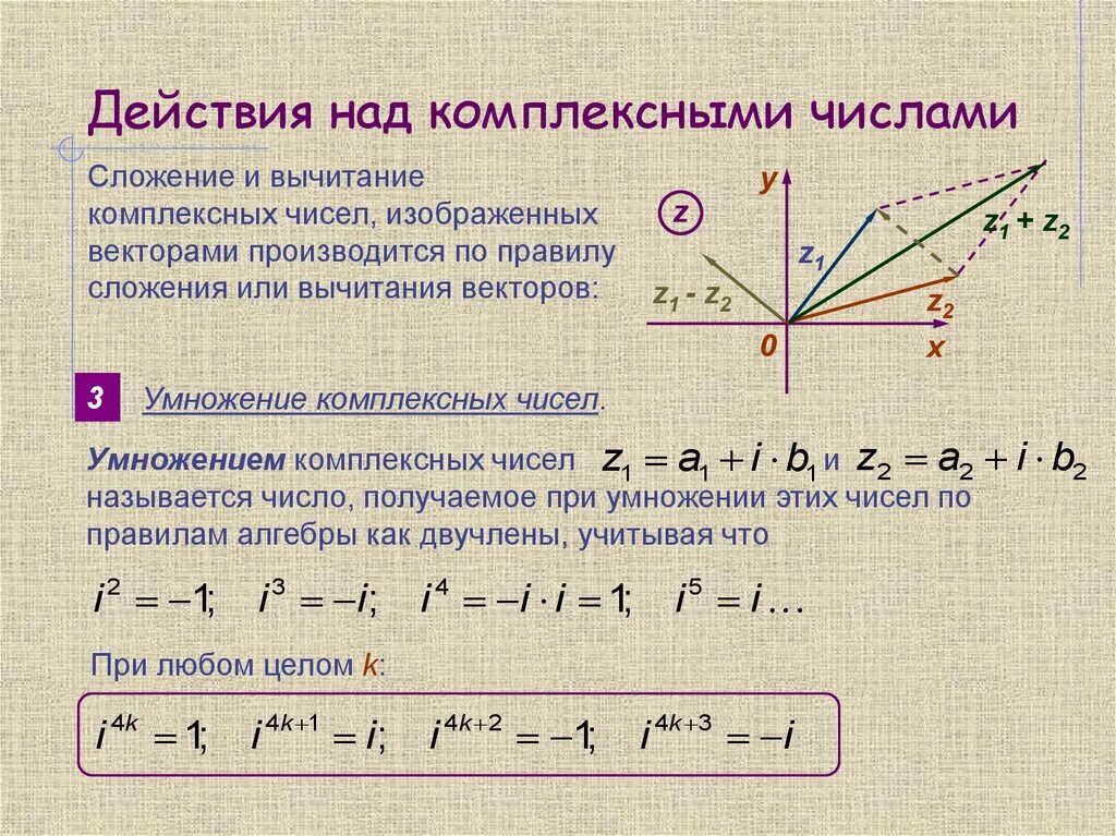 Изобразите числа геометрически. Комплексные числа. Интерпретация комплексных чисел. Действия над комплексными числами сложение вычитание. Геометрическое изображение сопряженного комплексного числа. Действия над комплексными числами в геометрической форме.