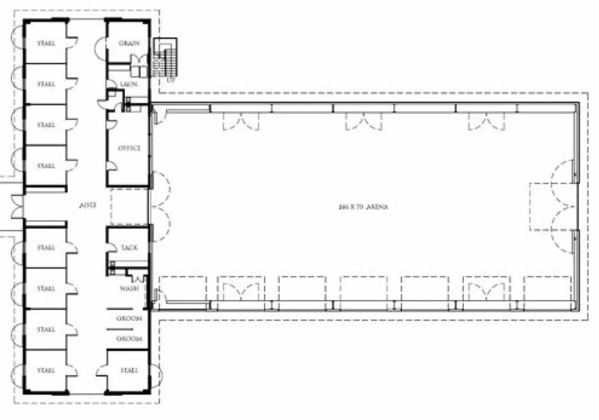 Конюшня на 20 голов проект. План конюшни с манежем. Конный манеж план. План спортивной конюшни. Схема конюшни