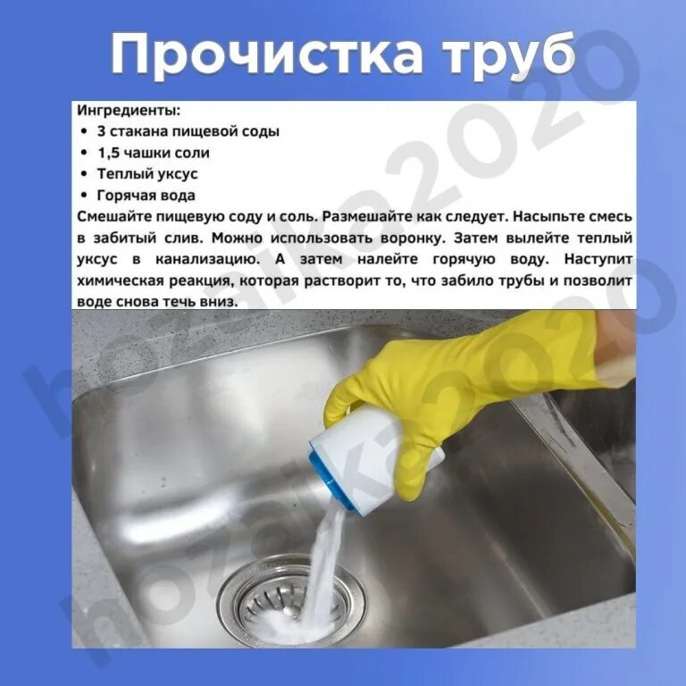 Прочистить засор в ванной содой и уксусом