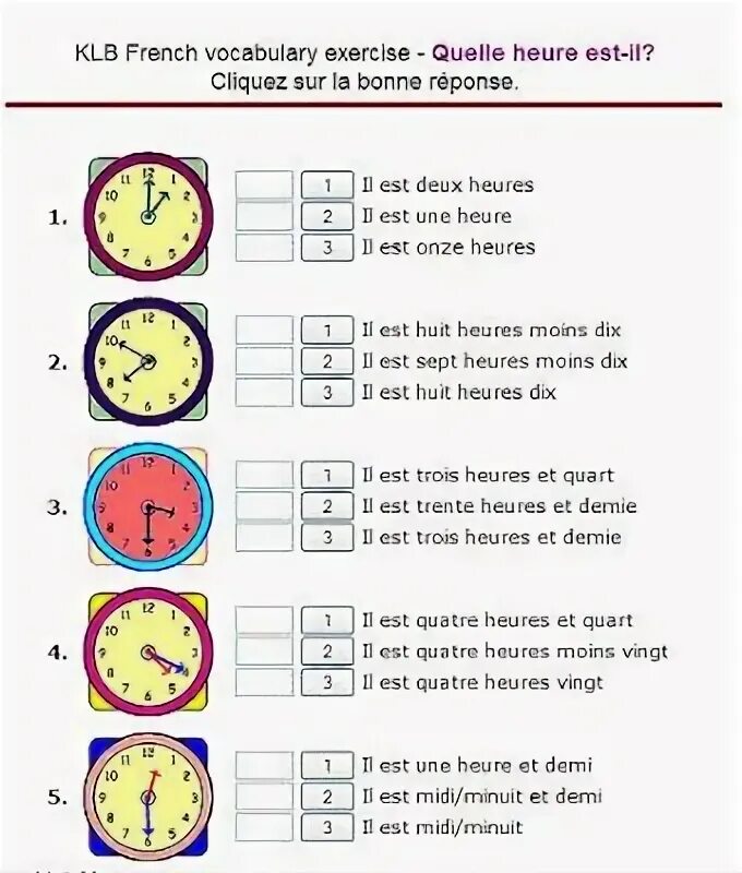 Quelle heure est il en Francais для детей. Время на французском упражнения. Часы во французском языке. Время на французском языке часы. Quelle heure est il