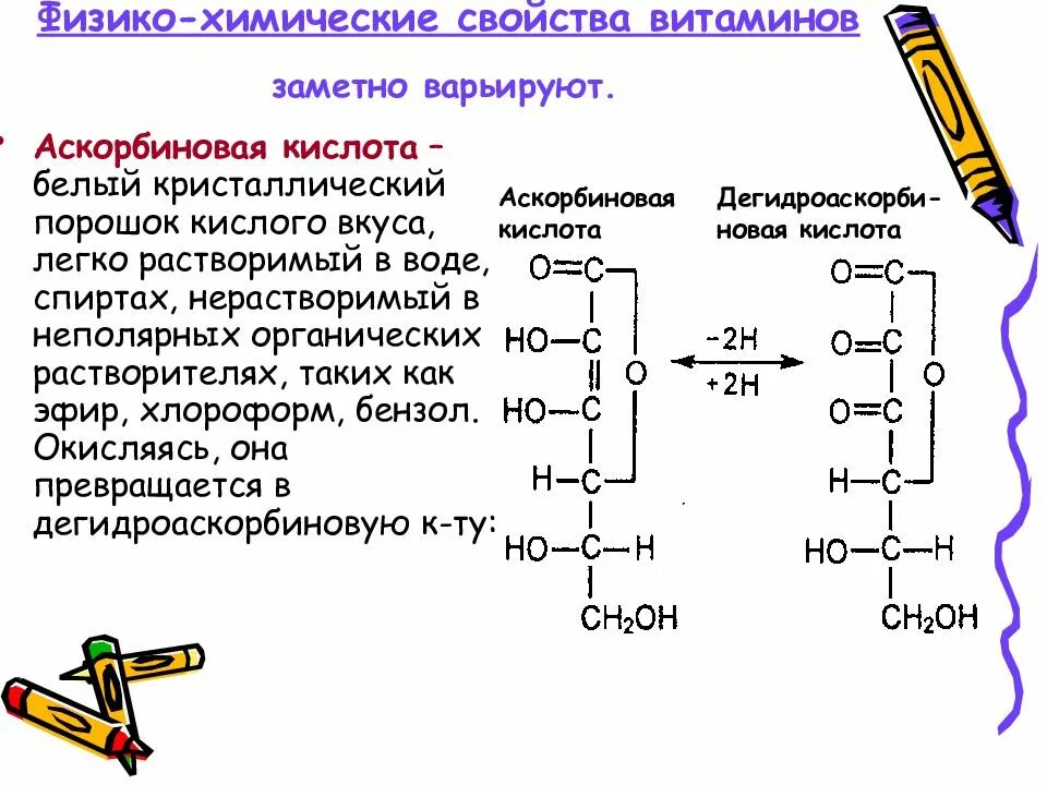 Аскорбиновая кислота химические свойства