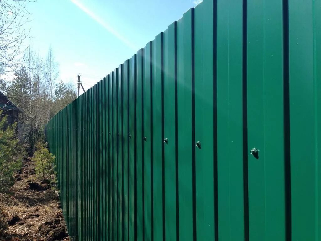 Профильный забор. Металлопрофиль для забора. Зеленый профильный забор. Заборы из профнастила Фотогалерея.