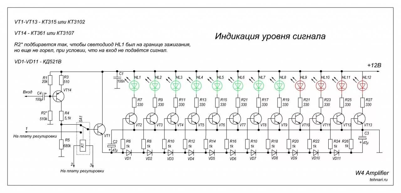 Индикатор уровня мощности. Индикатор уровня звукового сигнала на транзисторах схема. Схемы транзисторных индикаторов уровня сигнала. Индикатор уровня сигнала схема на транзисторах. Индикатор уровня звукового сигнала на транзисторах.