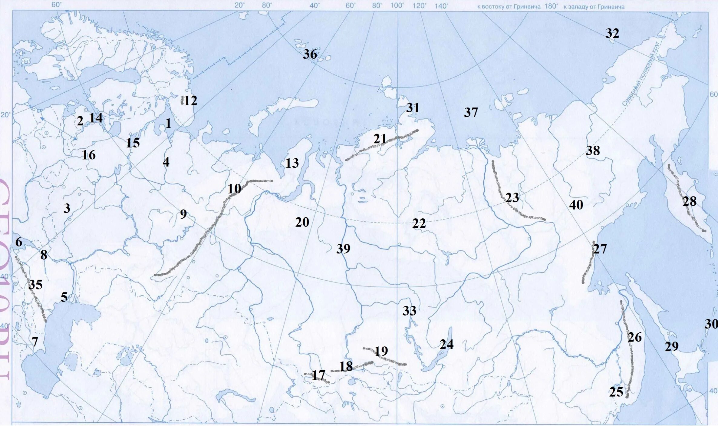 Россия на контурной карте