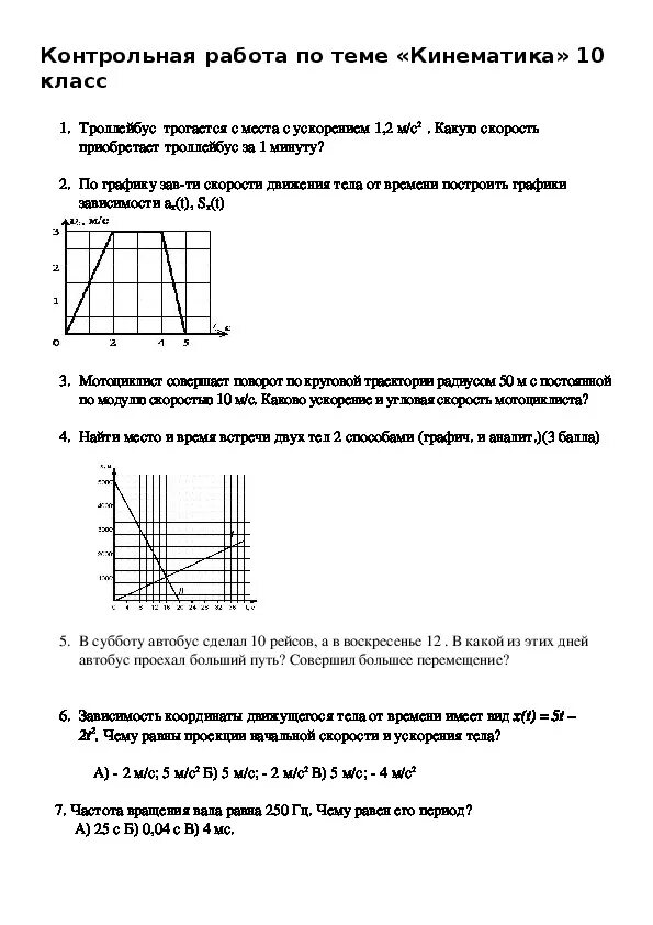 Кр по физике кинематика 10 кл. Контрольная работа по физике 10 класс Мякишев кинематика. Кинематика материальной точки контрольная работа 10 класс. Физика 10 класс проверочные работы.