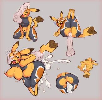 pikachu, pikachu libre, ahe gao, anal, anthro, breasts, cum, cum in mouth, cum...