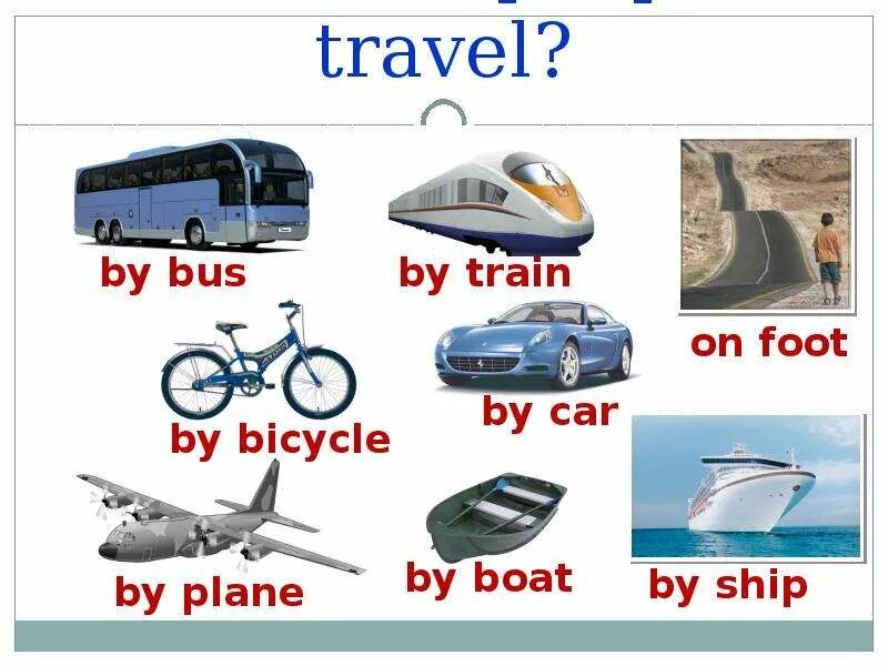 Different means of travelling