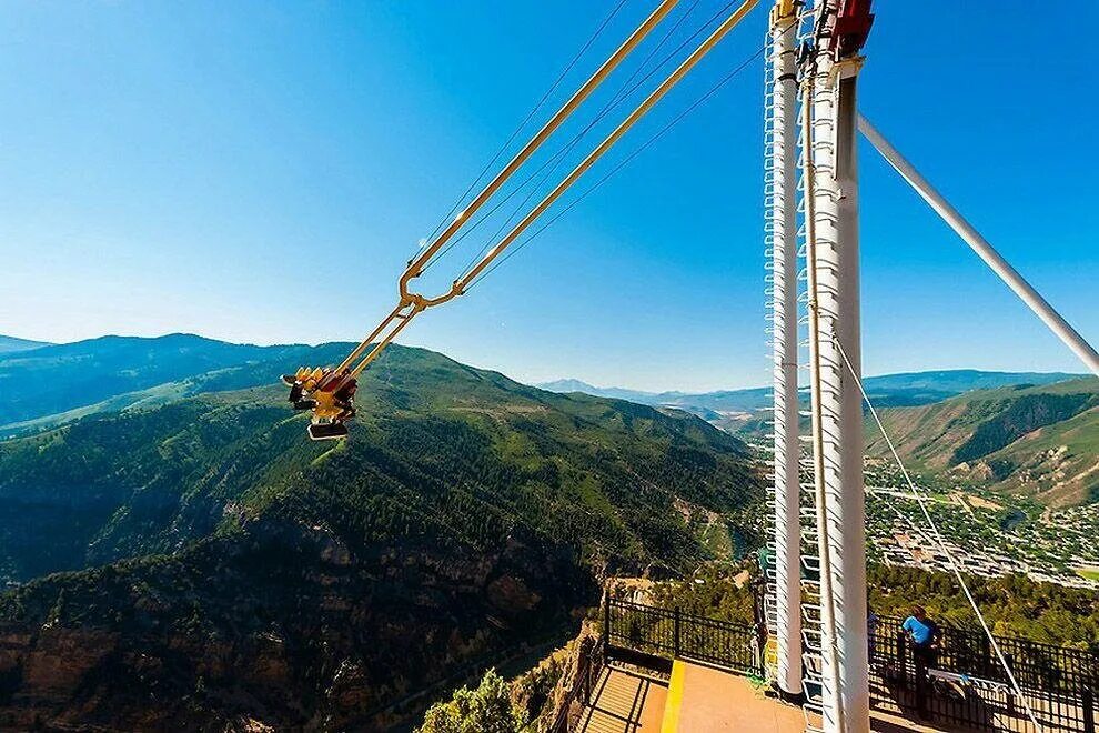 Высокие развлечения. Качели «гигантский каньон», штат Колорадо, США. Giant Canyon Swing. Гигантский каньон (Колорадо) аттракцион. «Гигантский каньон» (giant Canyon Swing),.