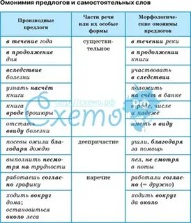 Омонимичные производные предлоги