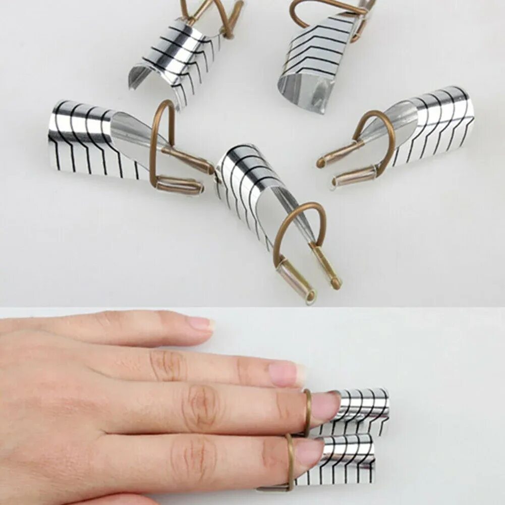 Шаблон для наращивания. T&H зажим для наращивания ногтей (металл) 5шт. Формы ногтей. Многоразовые формы для ногтей. Прищепка для маникюра для наращивания.