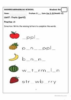 Complete the food words