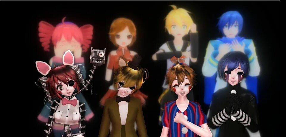 Включи фредди девочка. Five Nights at Meiko's. FNAF Vocaloid. Five Nights at Freddy's 2 аниме ц. FNAF MMD Puppet DL.