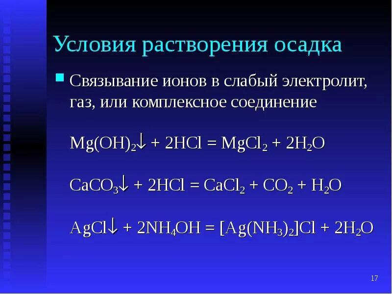 Полное осаждение ионов