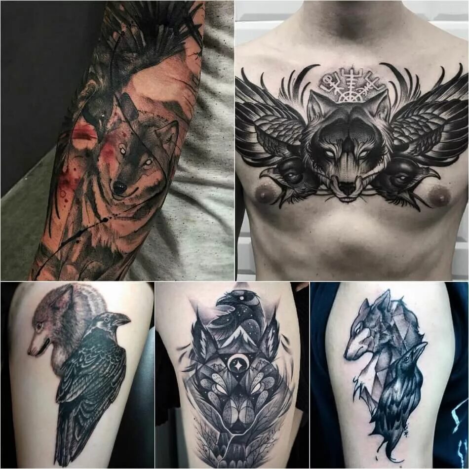 эскиз волка и ворона. тотем ворон и волк. тату волк с вороной на руке. волк и ворона тату. волк эскиз.