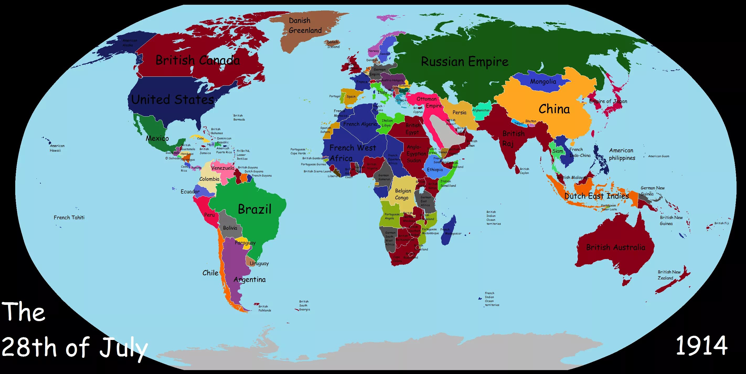 First world countries. Мир в 1914 году карта.