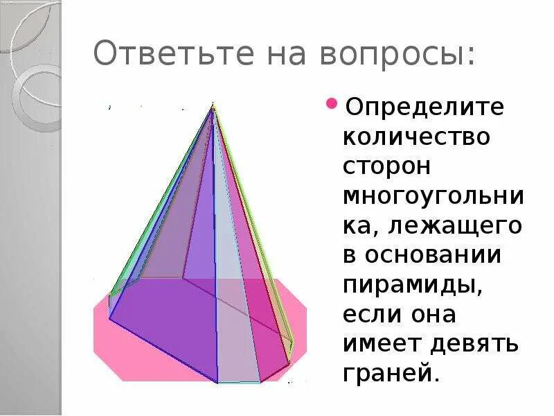 Определите количество сторон многоугольника лежащего в основании