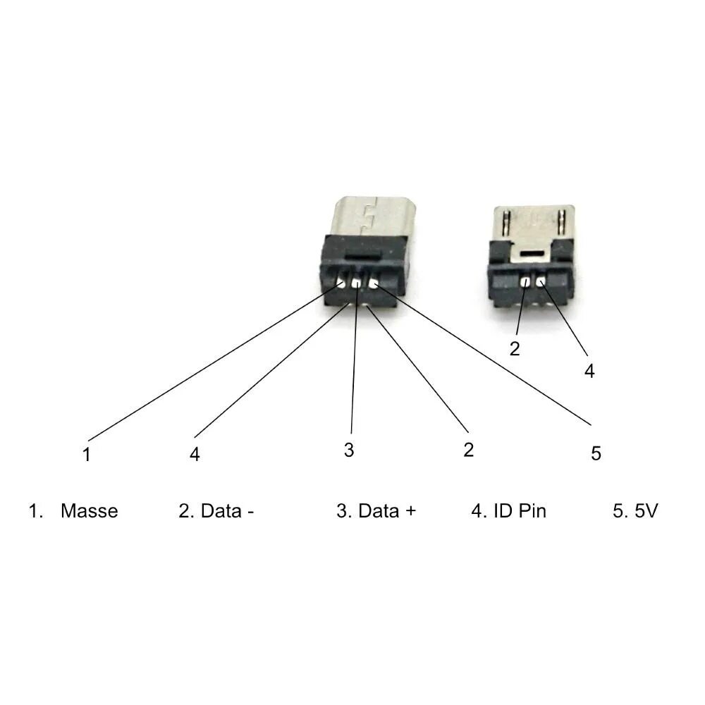 Распиновка USB - Micro USB 5 Pin. Распайка микро USB разъема 5 Pin. Распиновка разъема Micro USB 5 Pin. Распиновка штекера микро USB 5 Pin.