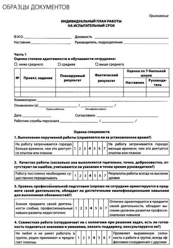 Форма оценки прохождения испытательного срока. Индивидуальный план работы на испытательный срок пример заполнения. Отчет наставника о результатах адаптации. План прохождения испытательного срока. Документы на испытательный срок