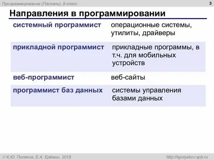 Программисты какие направления