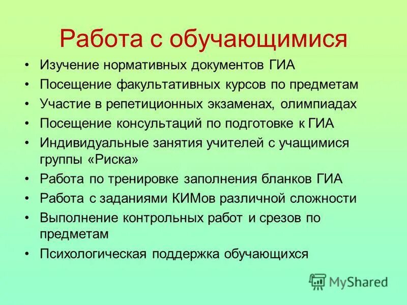 посещения факультатива. посещения факультатива.