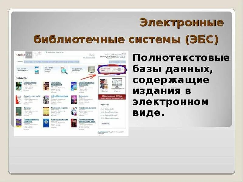 Развитие электронной библиотеки. Электронные библиотечные системы. К электронным библиотечным системам относятся:. Электронные библиотеки и электронные базы данных. Электронные базы данных библиотек.