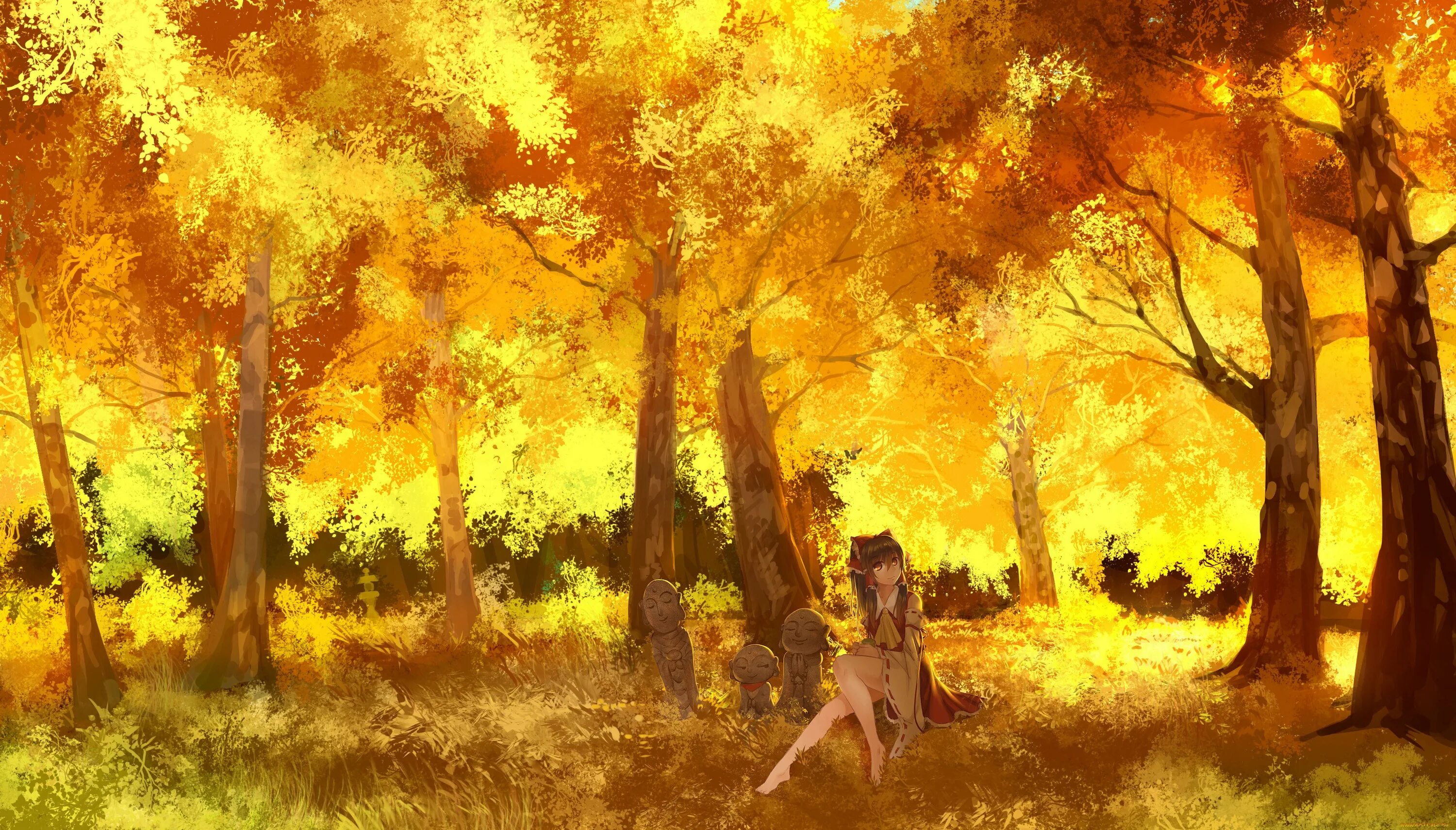 Оранжевый лес Геншин. Осень арт.