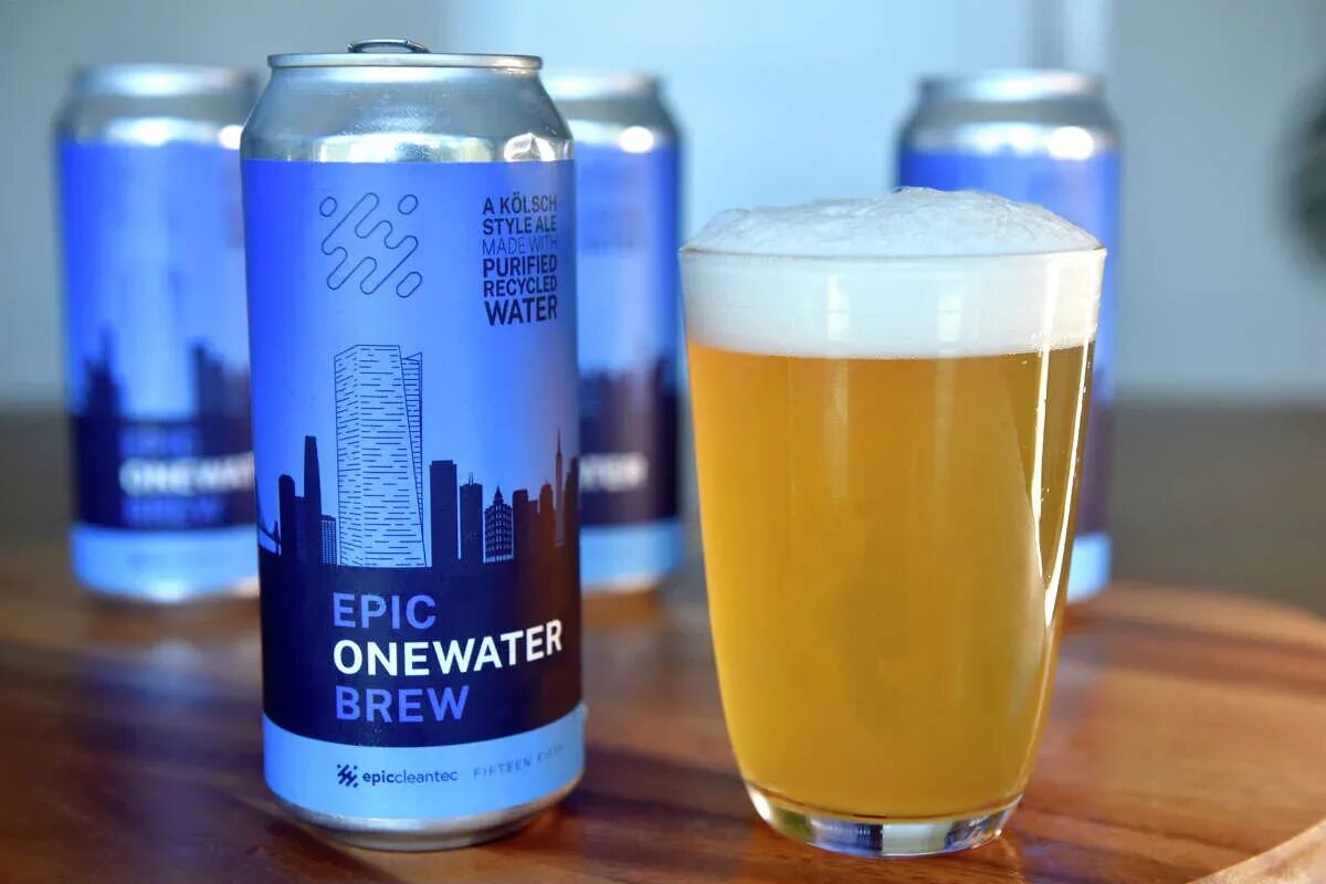 Вода пиво вода пила. Epic ONEWATER Brew. Пиво из сточных вод. Пиво в банках. Пиво Water.