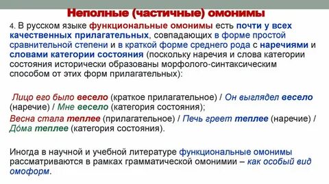 Явления омонимии