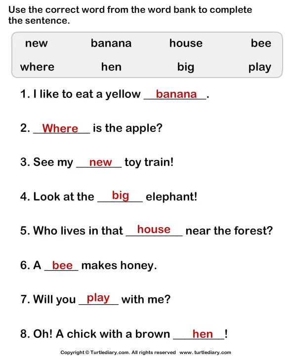 Complete the sentences with the correct Word. Correct Words. Use Word. WH question Words complete the sentences. Use words from the check these words