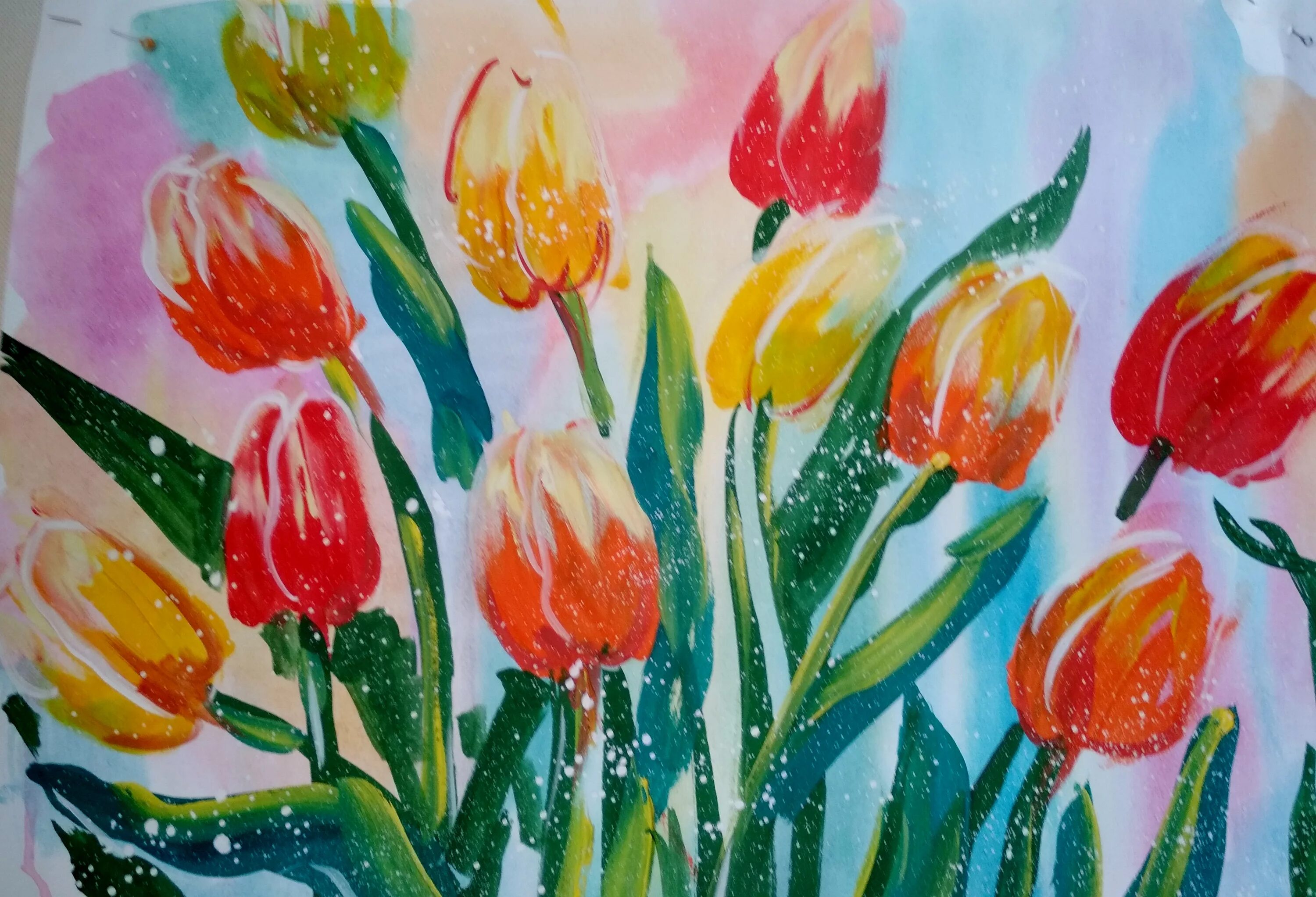 Правополушарное рисование тюльпаны. Рисование цветов красками. Цветы гуашью. Рисование весенние цветы. Рисуем весенний букет