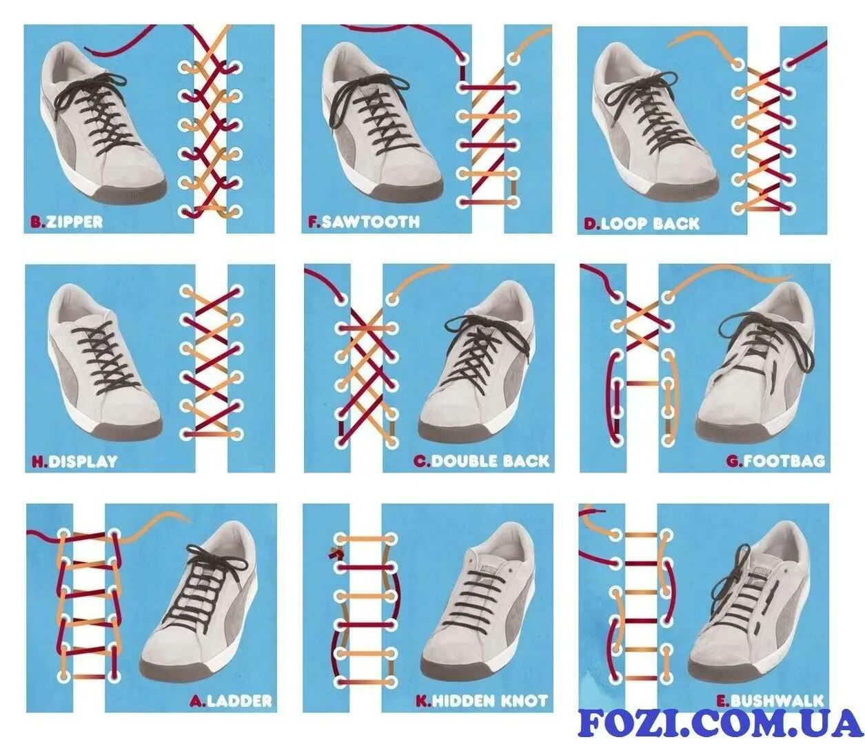 Типы шнурования шнурков на 5. Схема завязывания шнурков. Красиво зашнуровать шнурки на кроссовках. Шнуровка кроссовок схемы.