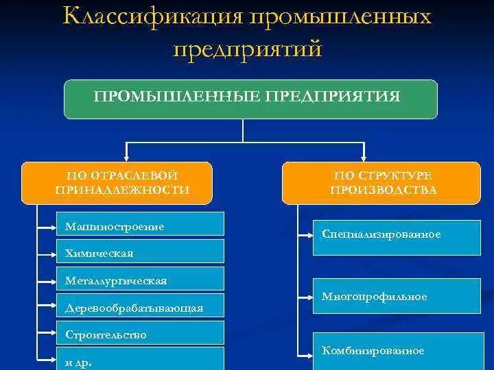 Какие организации относятся к высшим. Классификация промышленных заводов. Состав предприятий по типу производства. Виды производственных предприятий. Виды промышленных организаций.