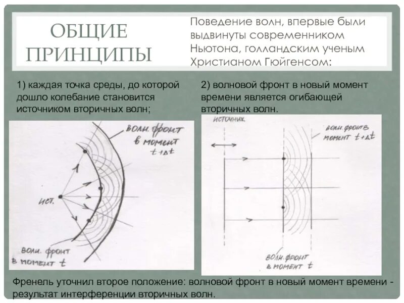 Точки окружение. Вторичные волны. Поведение волны. Что такое огибающая фронтов вторичных волн. Вторичная и первичная волна.