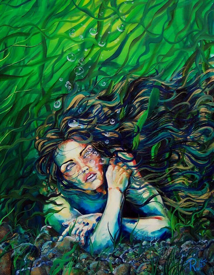 Водоросли запутались в. Картина из водорослей. Русалка в водорослях. Девушка в водорослях. Писательница фэнтези.