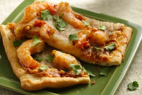 Thai shrimp pizza