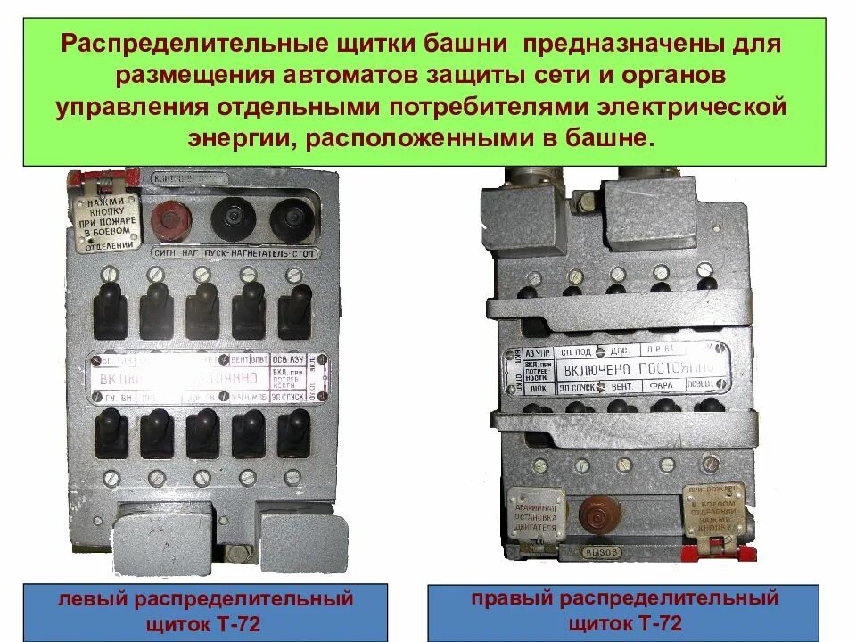 Органы управления предназначены. Распределительные щитки т-72. Коммутационные устройства управления и защиты. Щиток АЗР Т-72. Расположение автоматов защиты.